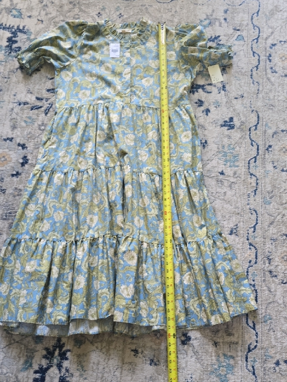 Floral Tiered Midi Dress in Blue and Green - Picture 8 of 10